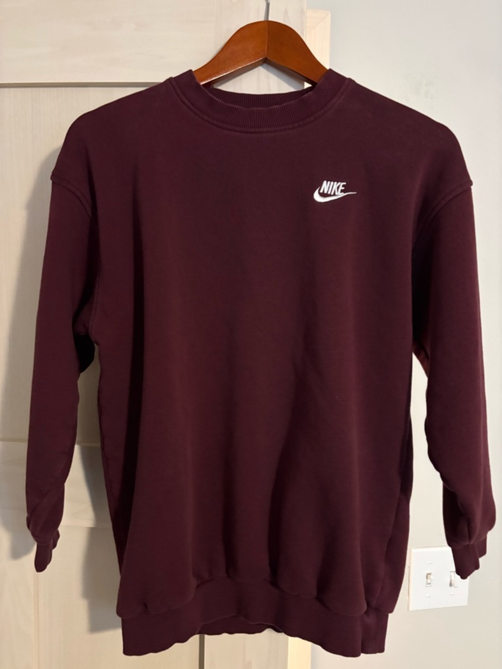 Girl’s Nike Deep Burgundy Crewneck Sweatshirt with White Logo